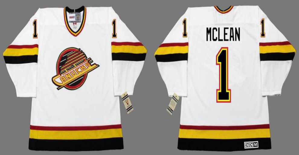 2019 Men Vancouver Canucks #1 Mclean White CCM NHL jerseys